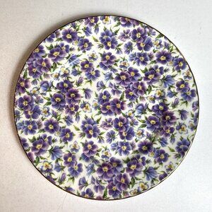 Royal Victorian Plate Chintz Violet Pansy Purple Lavender 8”